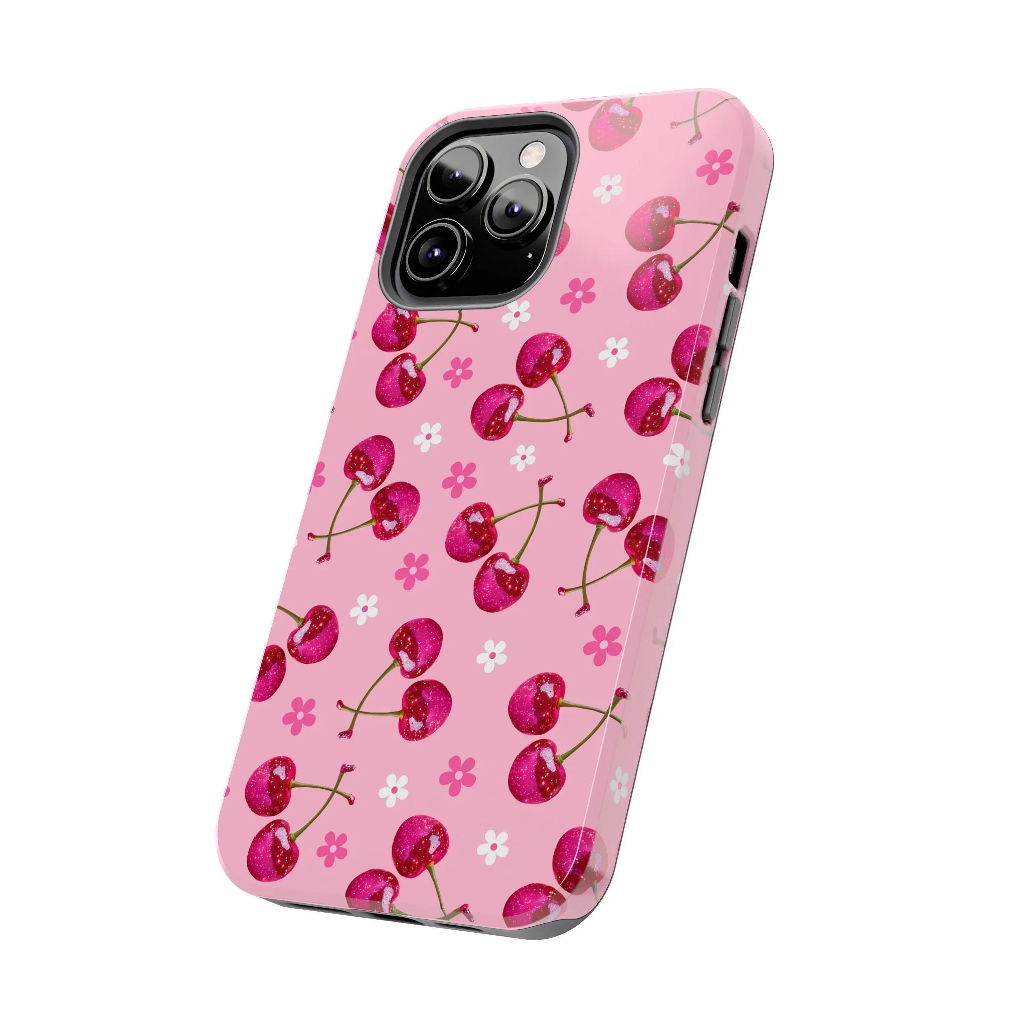 Pink Cherry Sparkle Pattern Tough Phone Case (Apple & Android) - Pink Sweetheart
