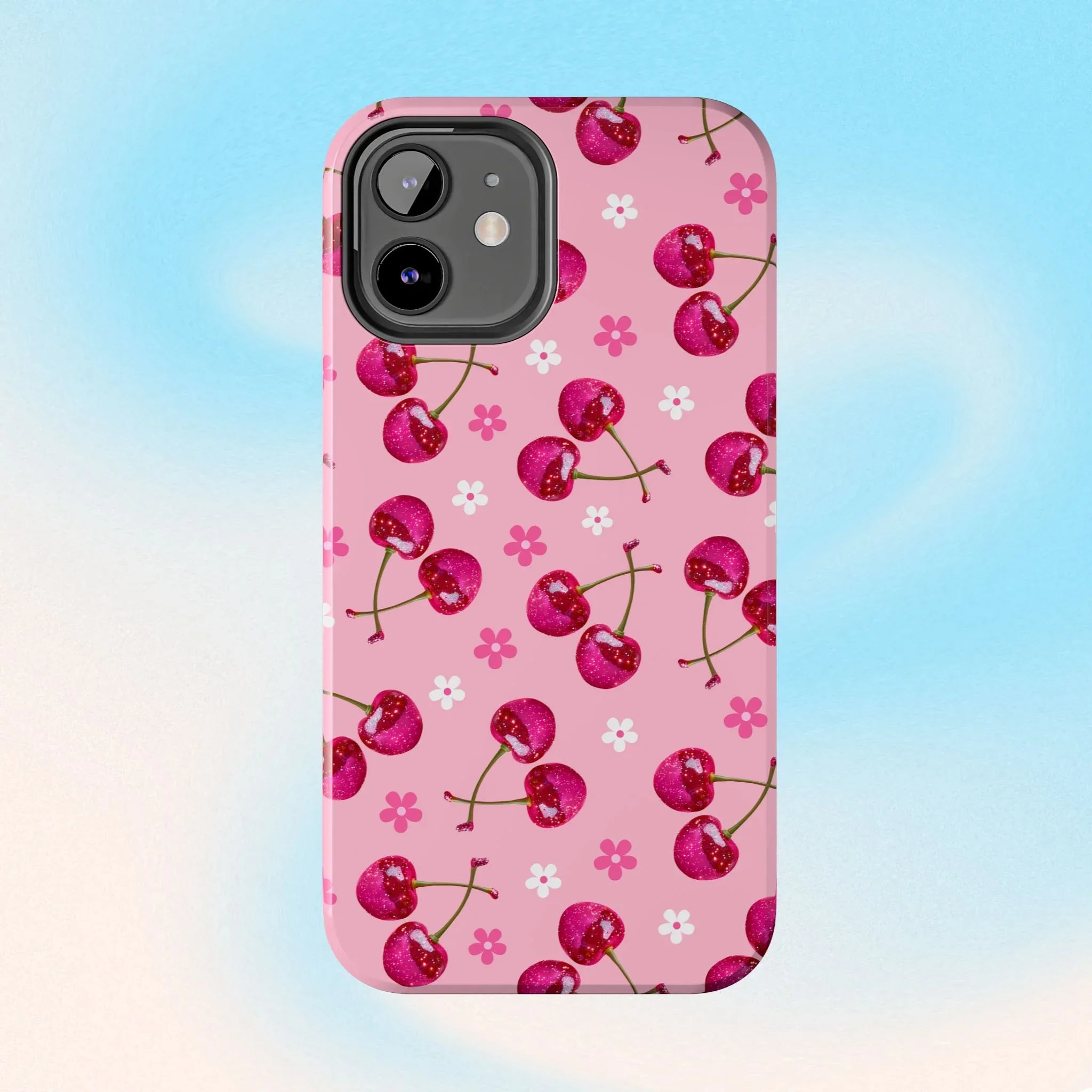 Pink Cherry Sparkle Pattern Tough Phone Case (Apple & Android) - Pink Sweetheart