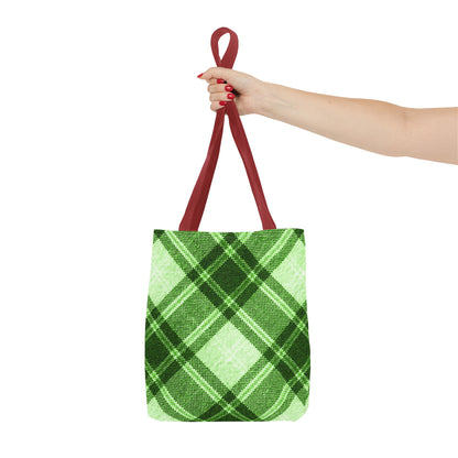 Lush Green Plaid Tote Bag