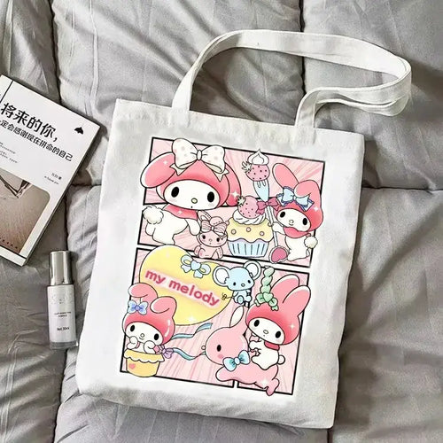 Chibi Kawaii Cartoon Anime Canvas Tote Bag - Pink Sweetheart