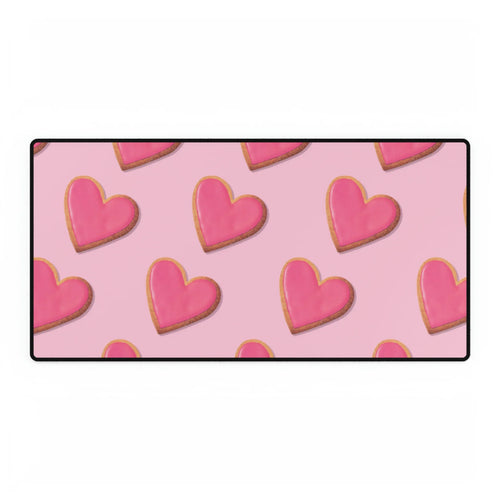 Baked Heart Cookies Desk Mat - Pink Sweetheart