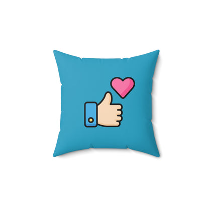 Social Media Thumbs Up Square Pillow - Teal