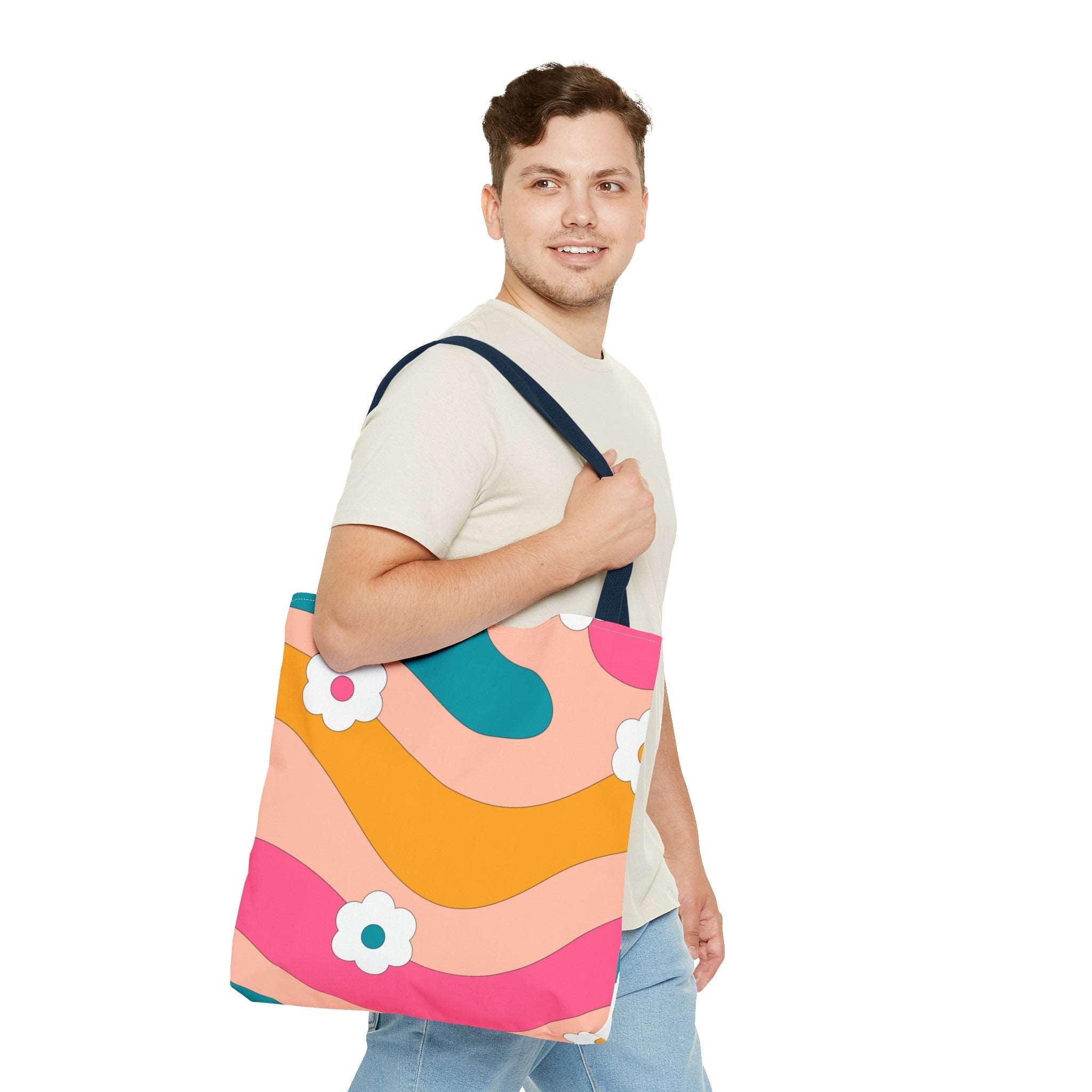 70s Floral Retro Aesthetic Tote Bag