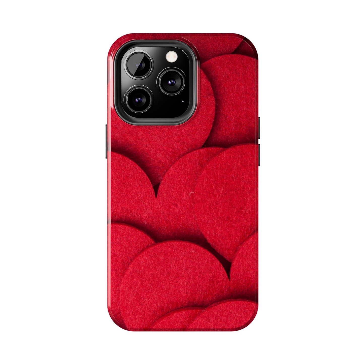 Big Red Felt Hearts Phone Case