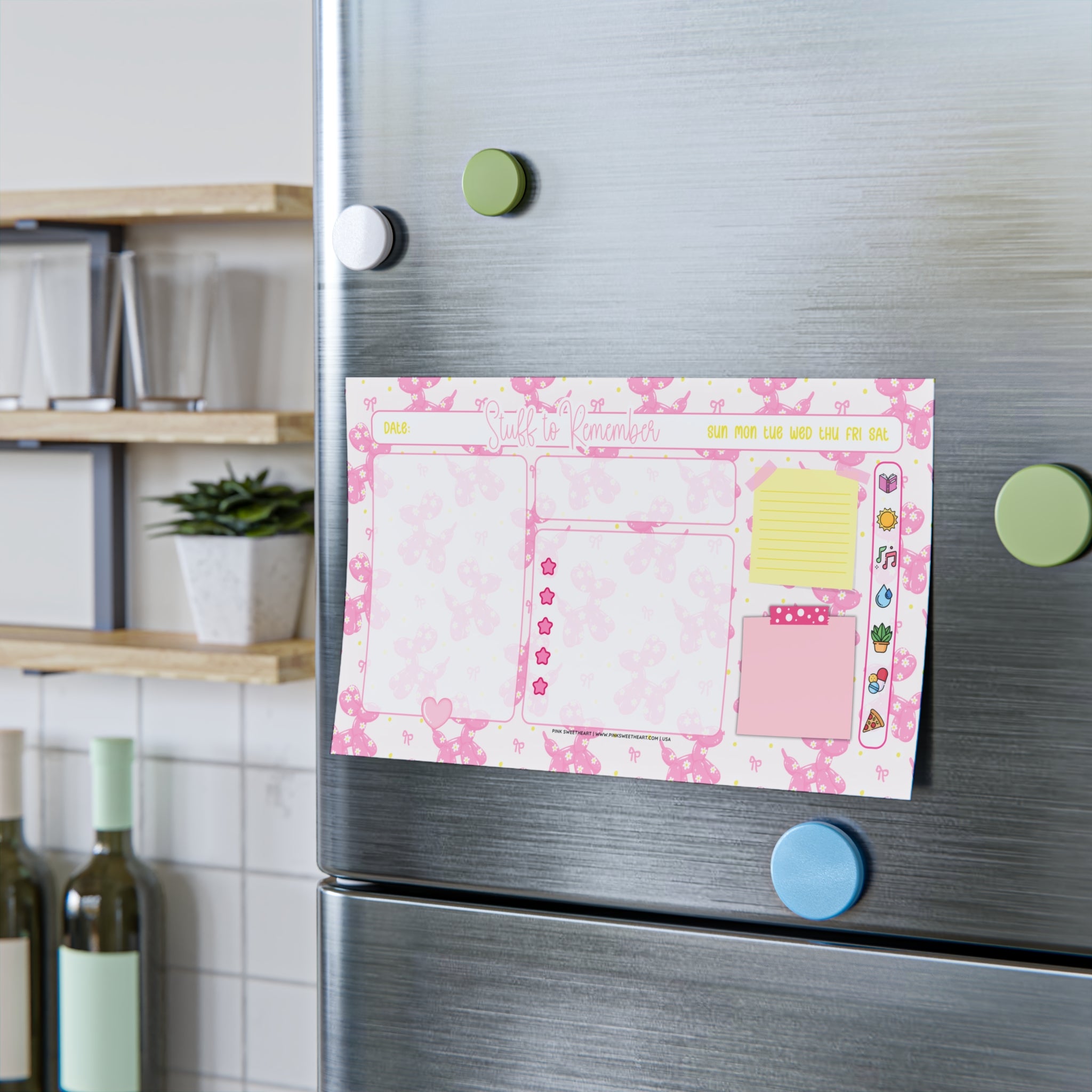 Pink Balloon Puppy Sticky Note Pad