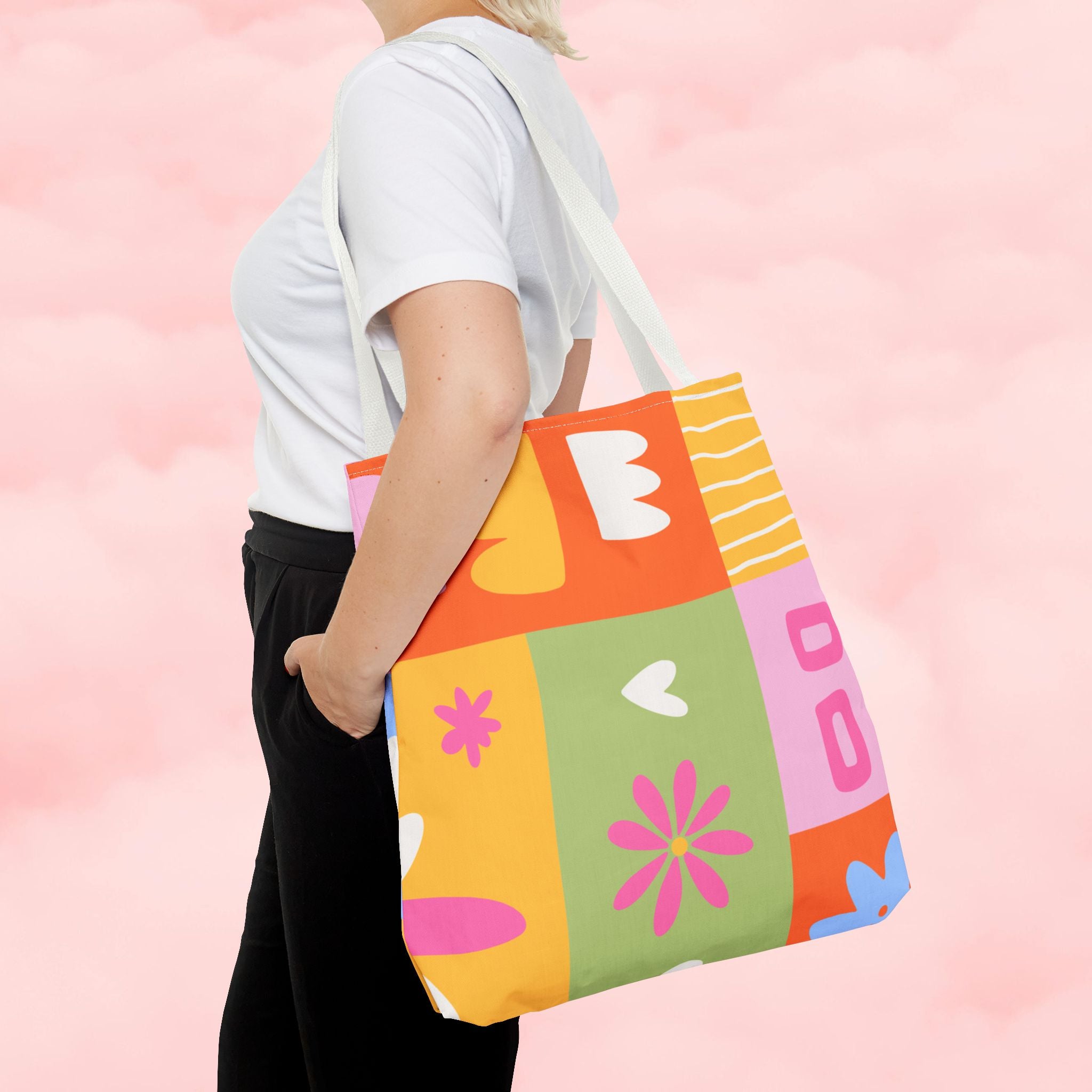 Vibrant Kawaii Floral Tote Bag