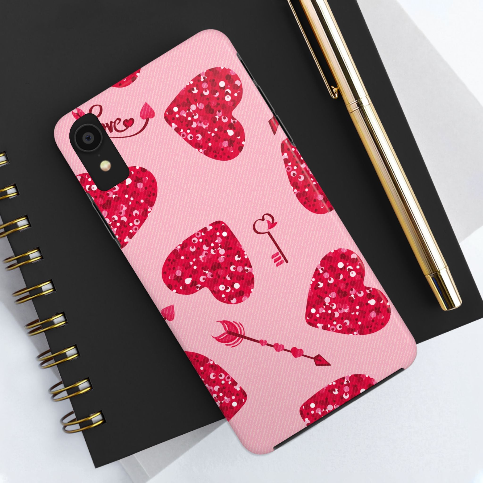 Sparkling Red Hearts Phone Case (Apple & Android)