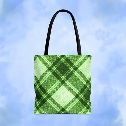 Lush Green Plaid Tote Bag