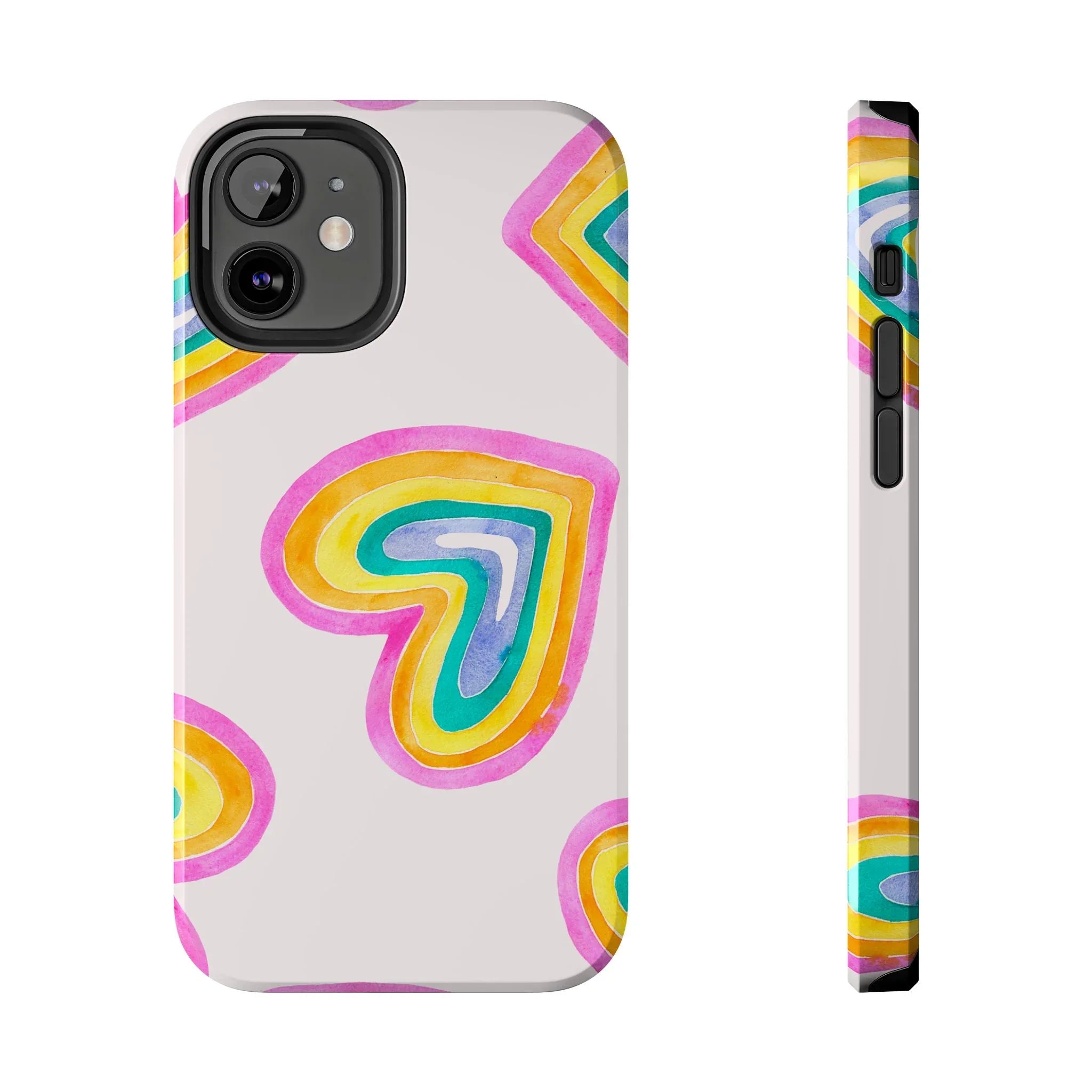 Rainbow Hearts Phone Case (Apple & Android) - Pink Sweetheart