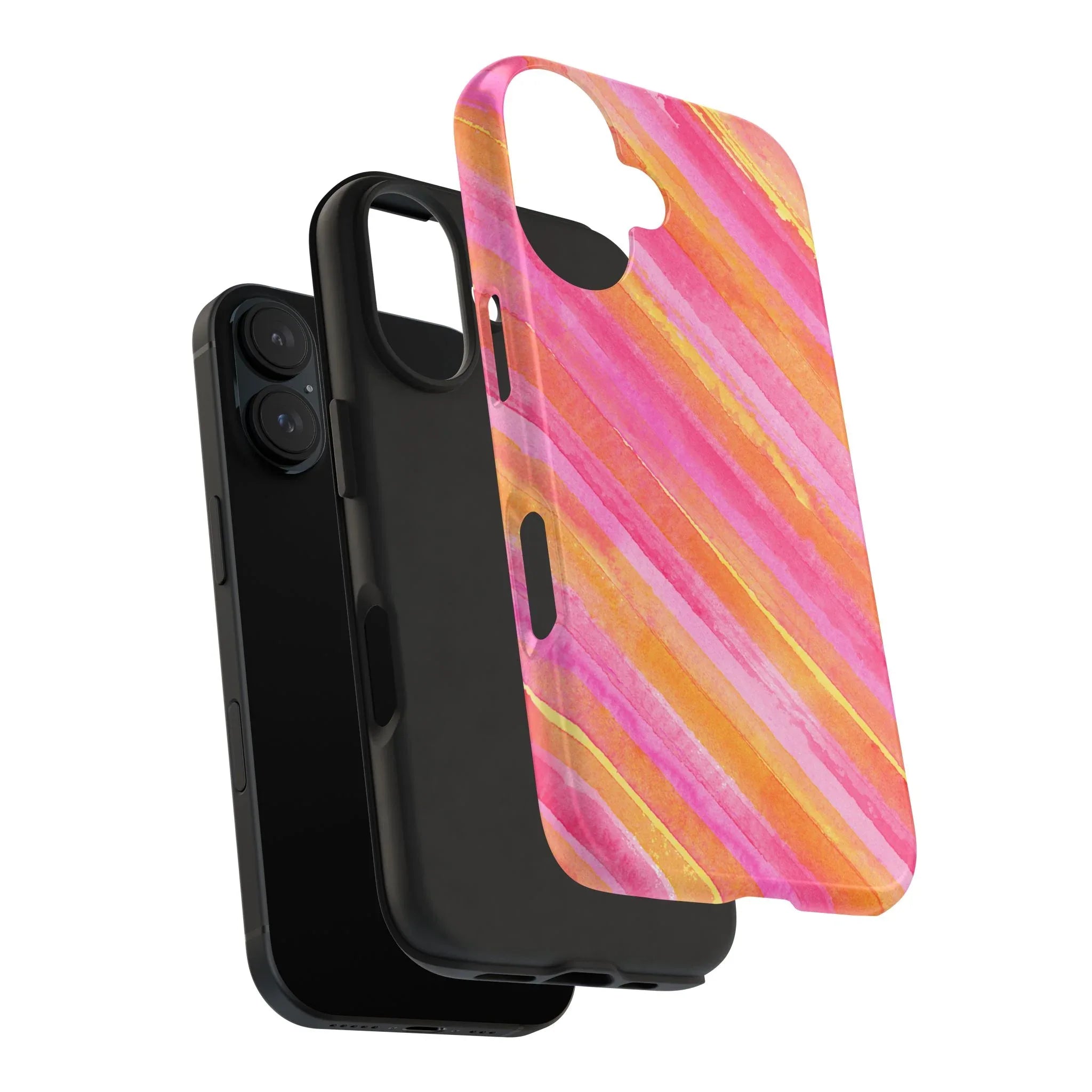 Pink Lemon Stripes Phone Case (Apple & Android) - Pink Sweetheart