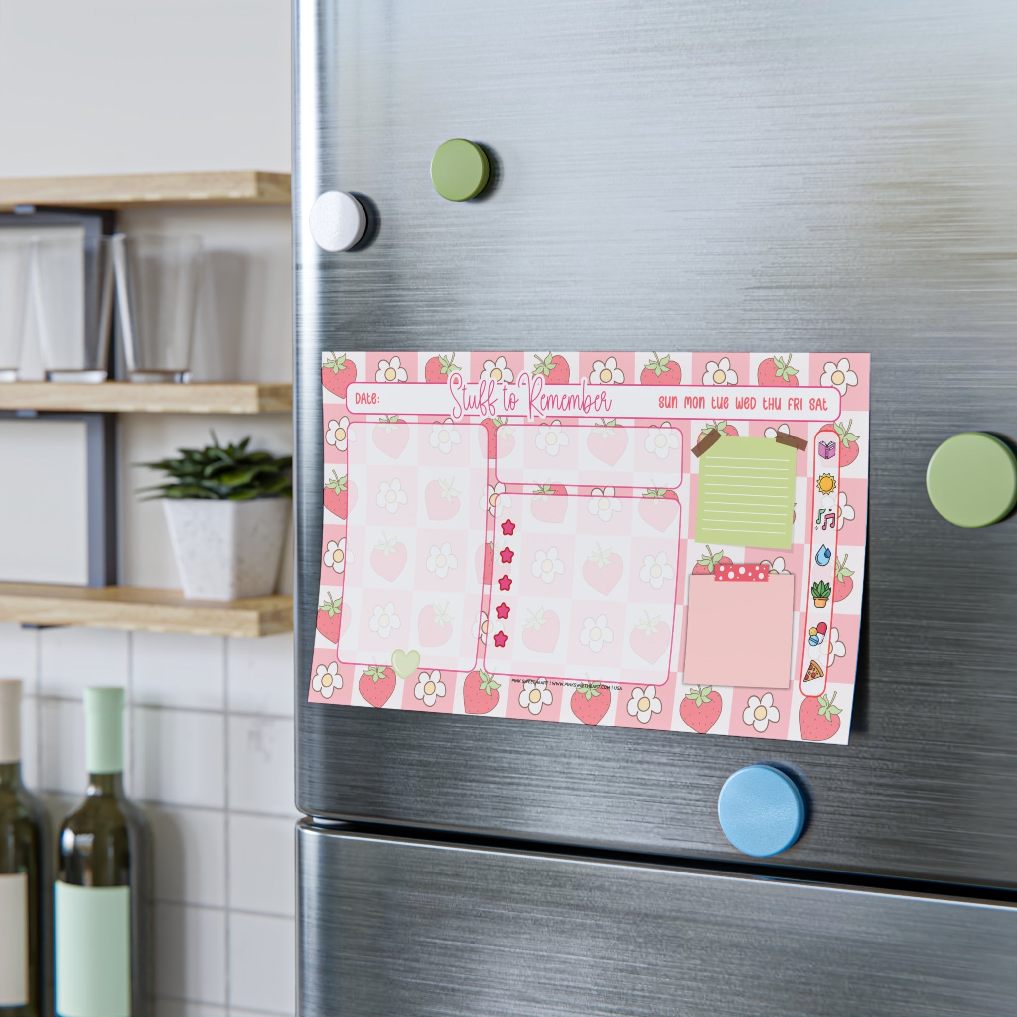 Summer Strawberry Floral Sticky Note Pad