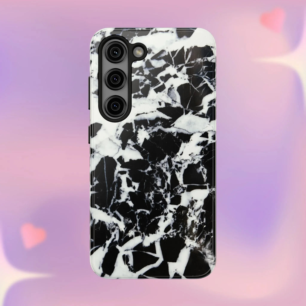 Black & White Shattered Phone Case (Apple & Android) - Pink Sweetheart