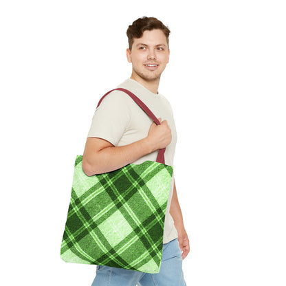 Lush Green Plaid Tote Bag