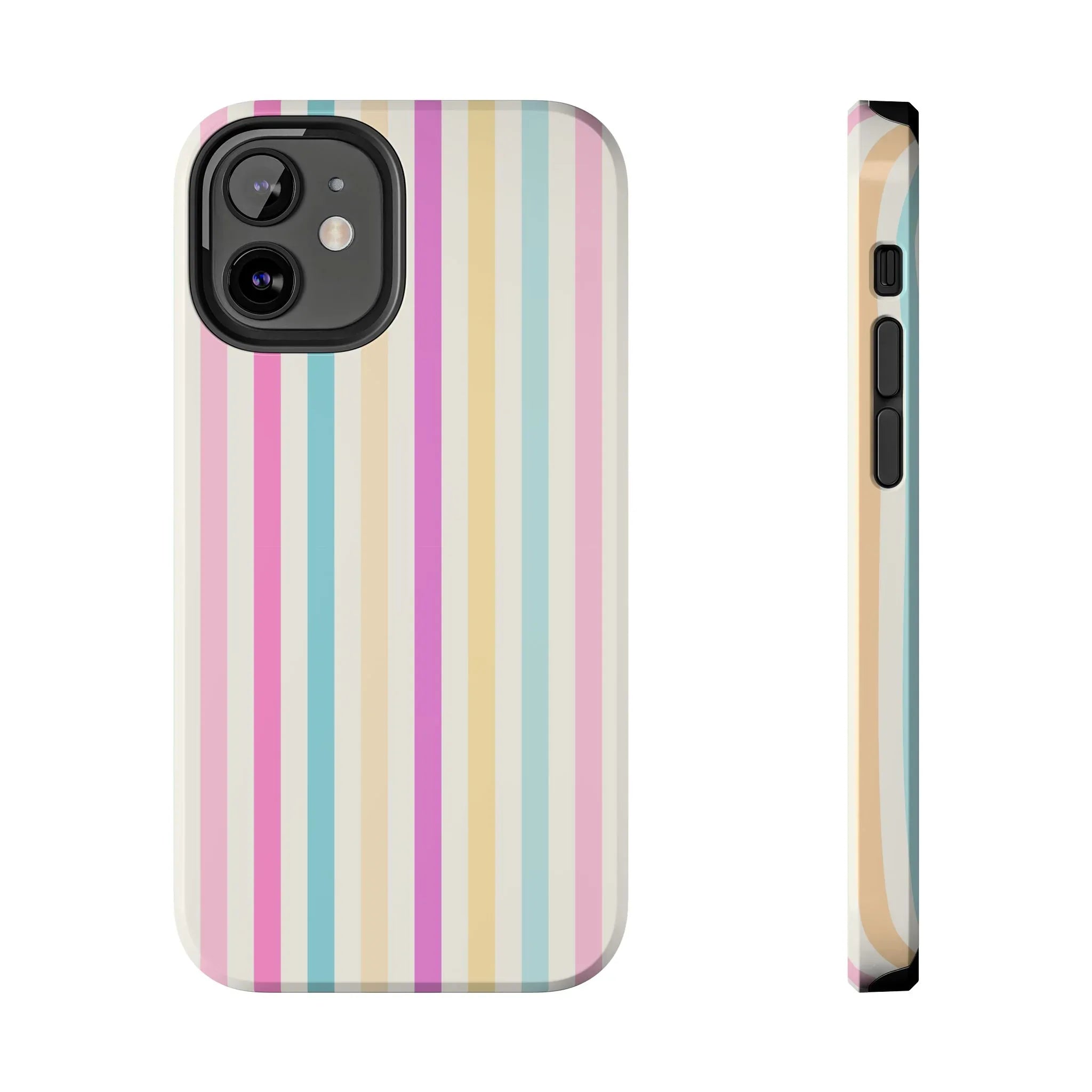 Pastel Candy Stripes Phone Cases (Apple & Android) - Pink Sweetheart
