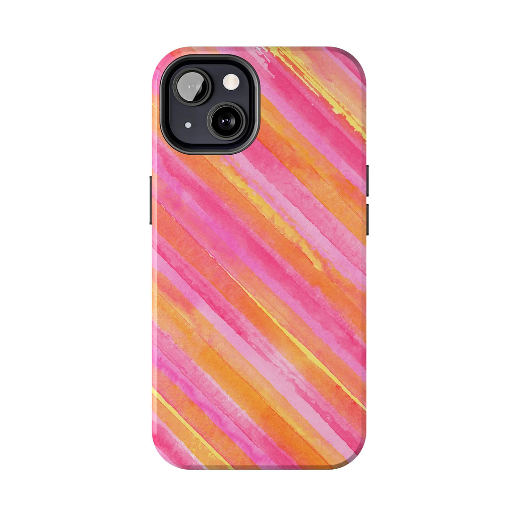 Pink Lemon Stripes Phone Case (Apple & Android) - Pink Sweetheart