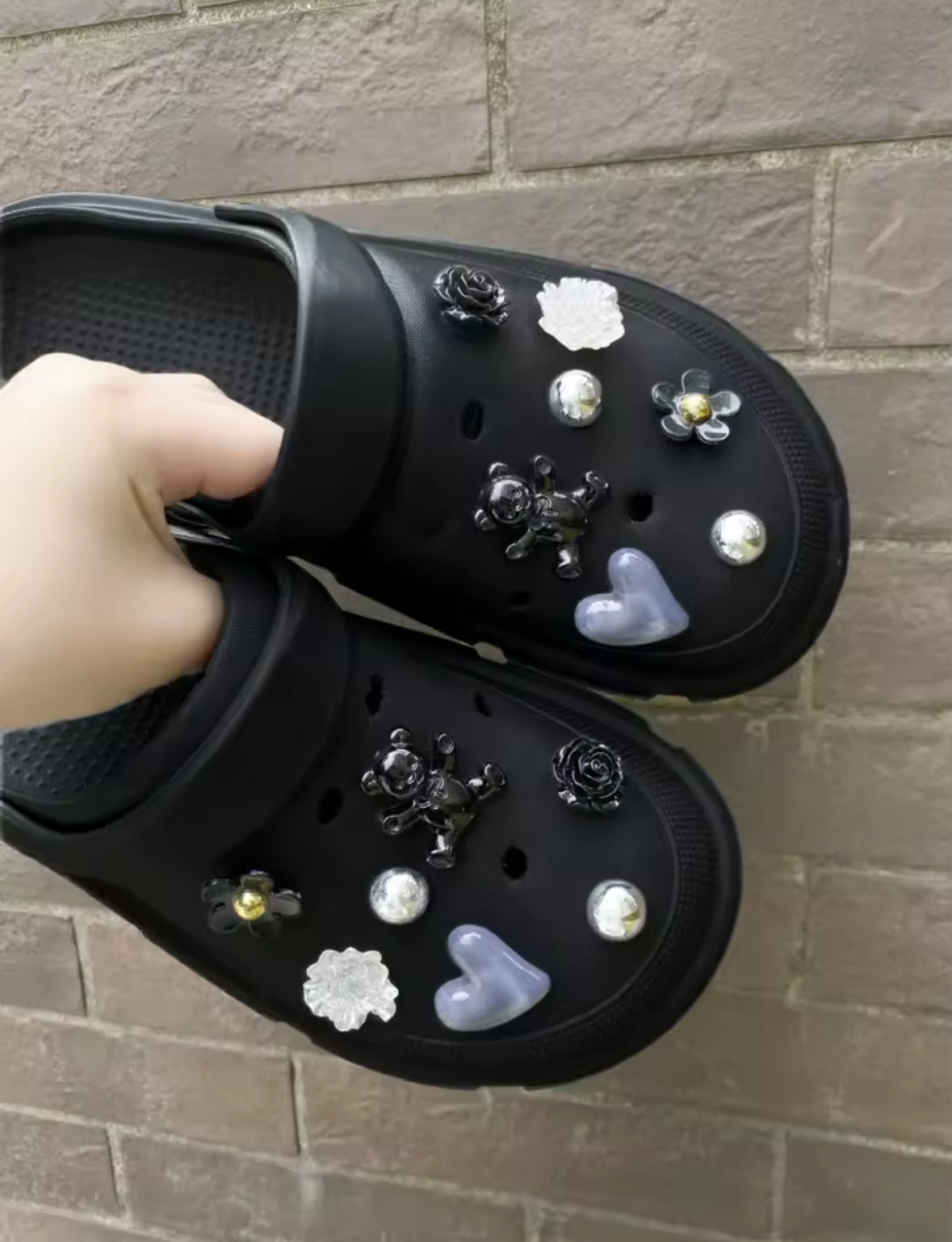 Obsidian Black Teddy Clog Charms Set