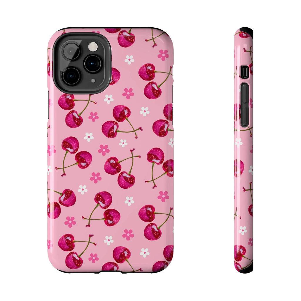 Pink Cherry Sparkle Pattern Tough Phone Case (Apple & Android) - Pink Sweetheart