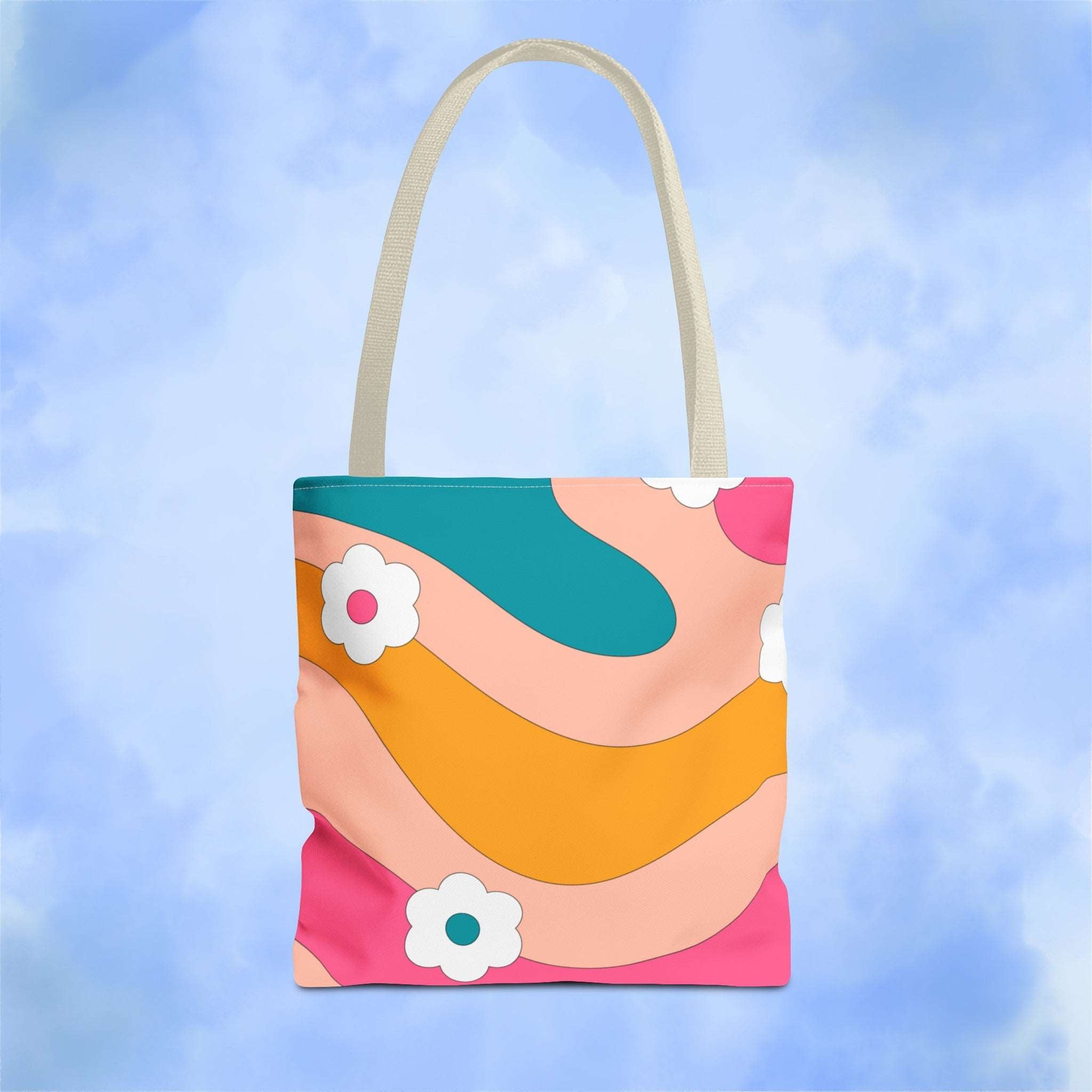 70s Floral Retro Aesthetic Tote Bag