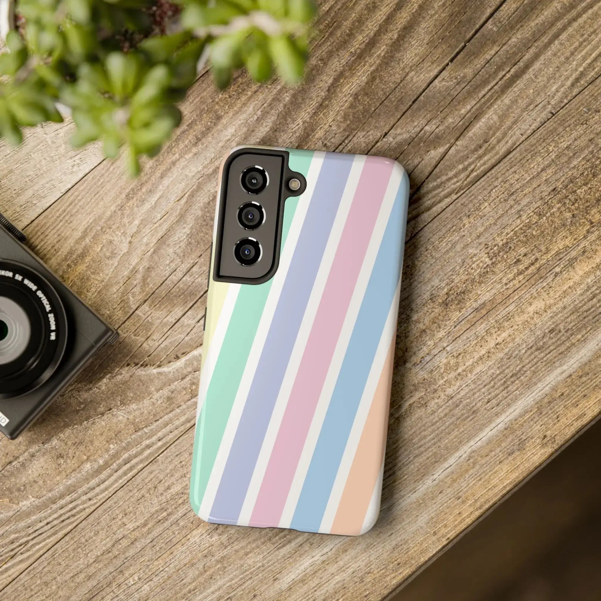 Pretty Pastel Lines Phone Case (Apple & Android) - Pink Sweetheart