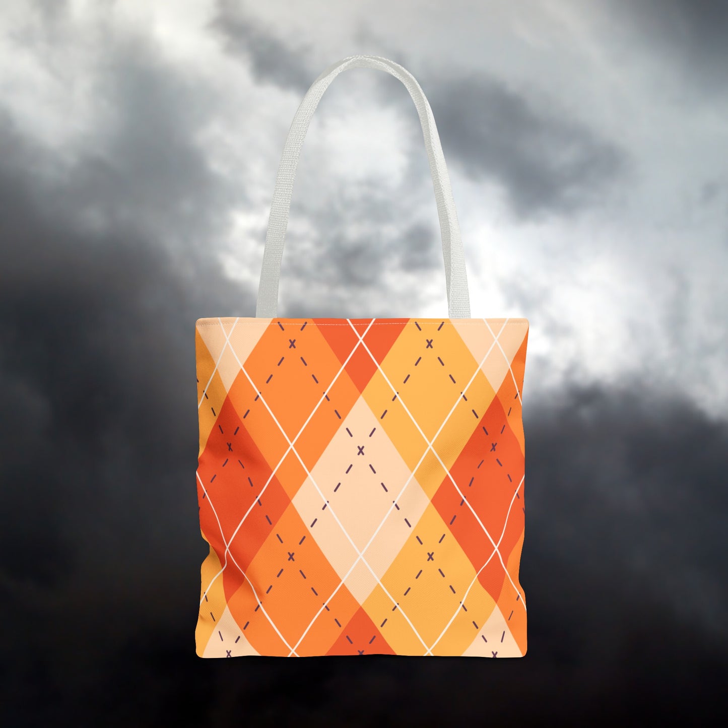 Orange Argyle Halloween Tote Bag