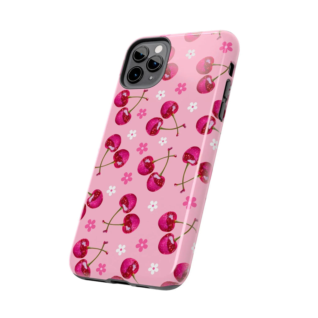 Pink Cherry Sparkle Pattern Tough Phone Case (Apple & Android) - Pink Sweetheart