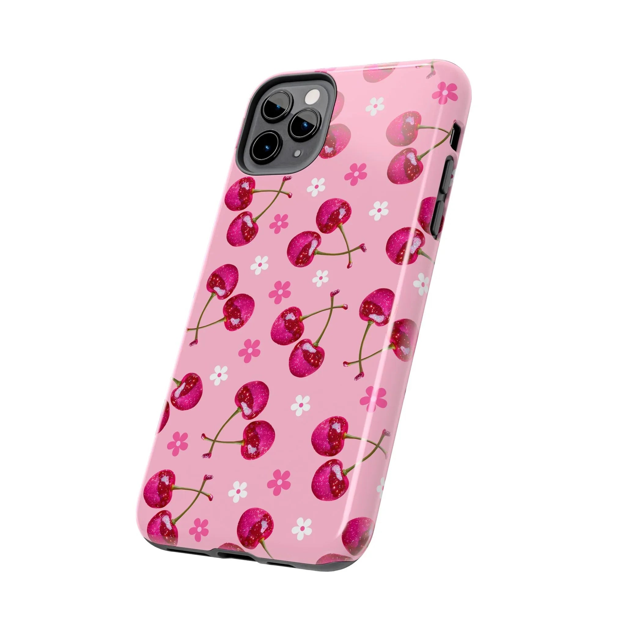 Pink Cherry Sparkle Pattern Tough Phone Case (Apple & Android) - Pink Sweetheart
