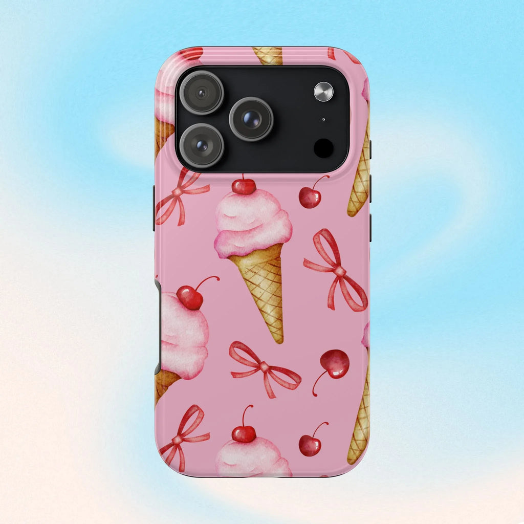Cherry on Top Ice Cream Phone Case (Apple & Android) - Pink Sweetheart