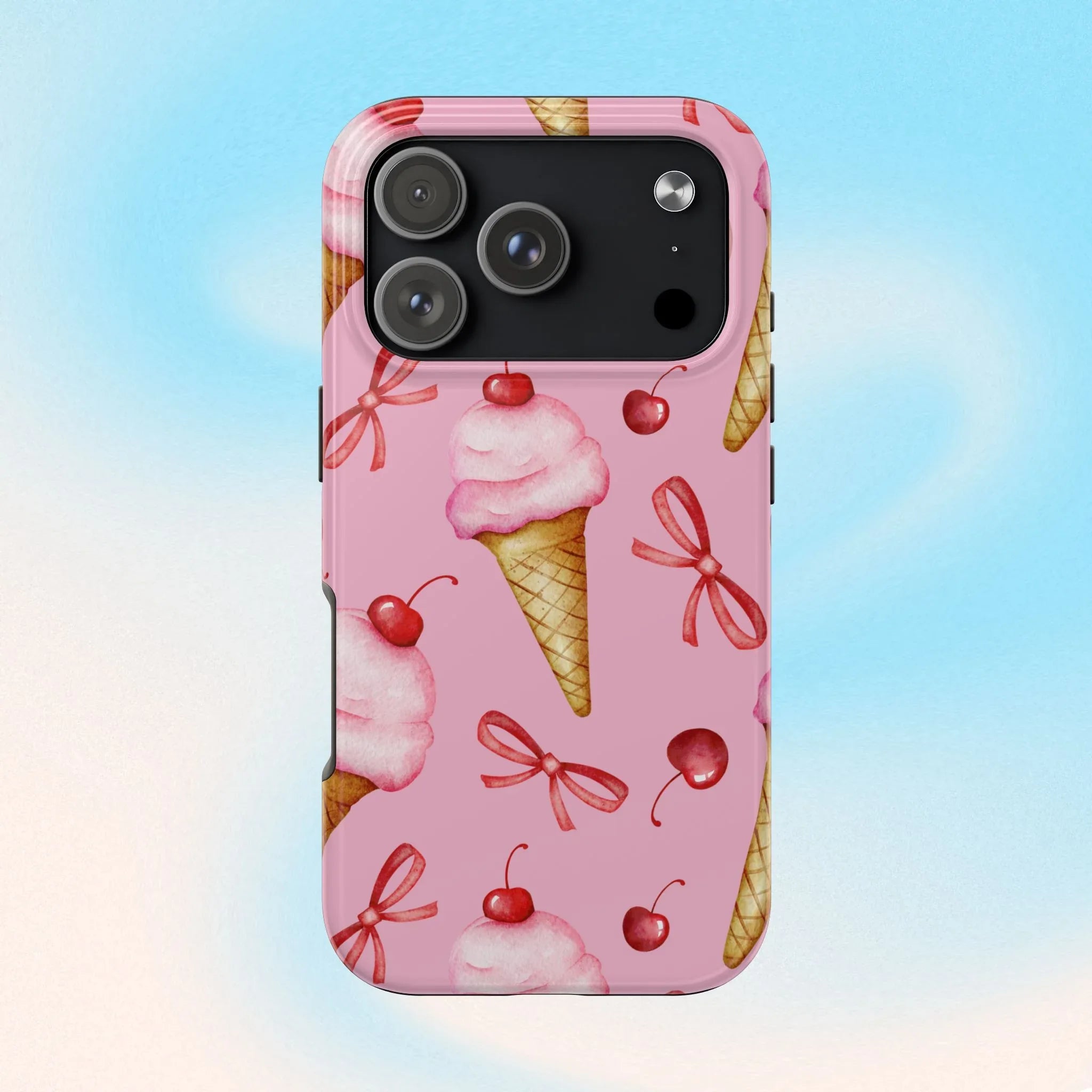 Cherry on Top Ice Cream Phone Case (Apple & Android) - Pink Sweetheart