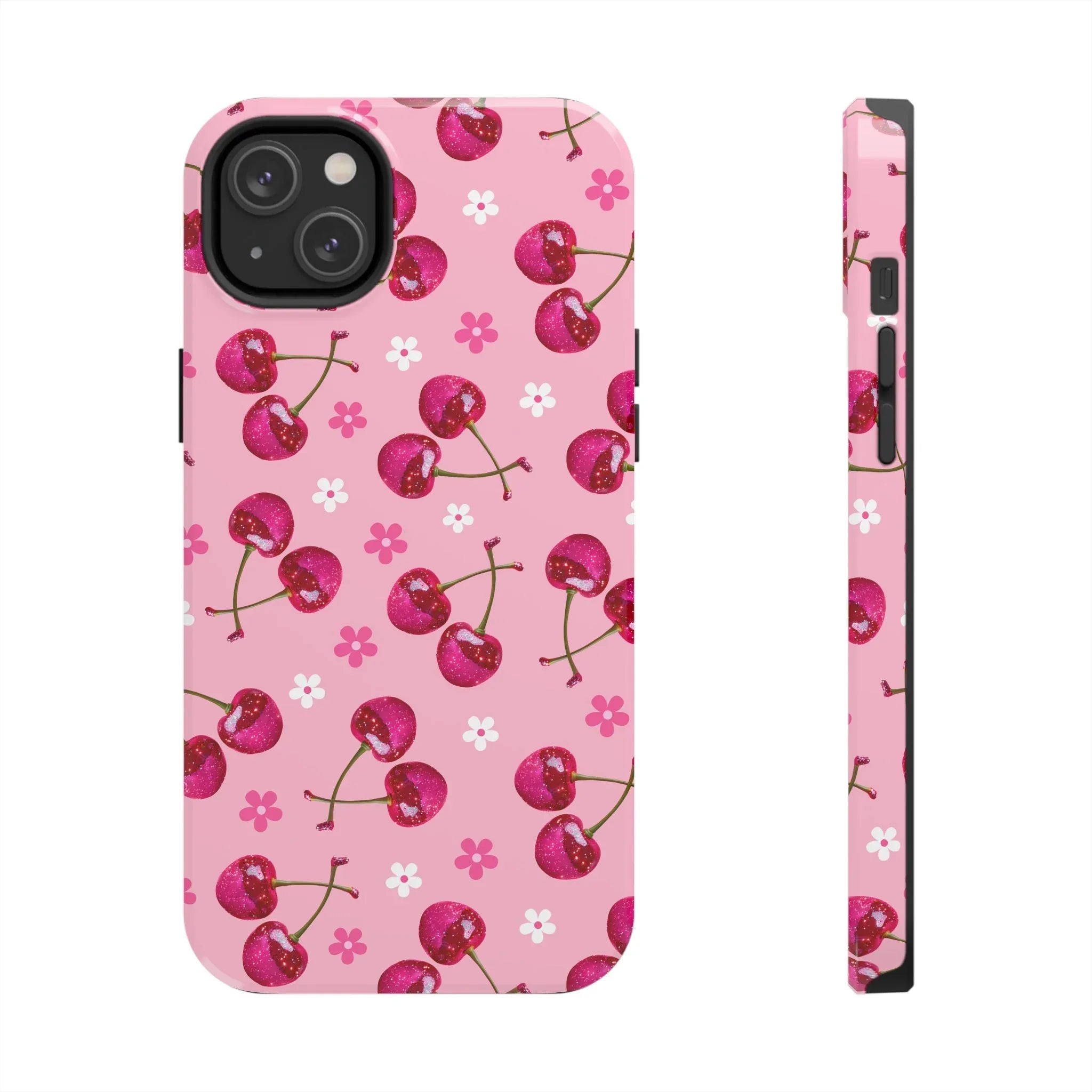 Pink Cherry Sparkle Pattern Tough Phone Case (Apple & Android) - Pink Sweetheart