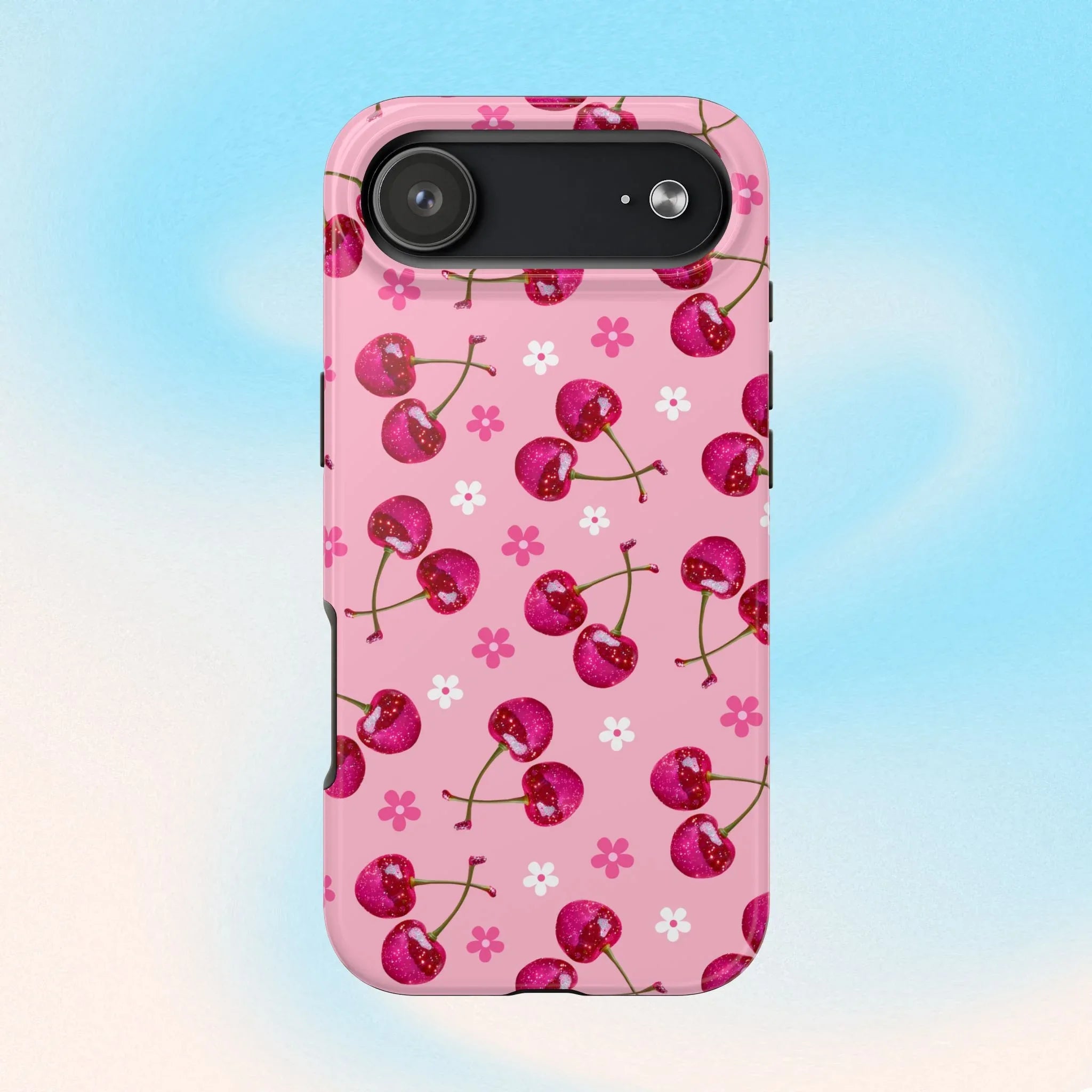 Pink Cherry Sparkle Pattern Tough Phone Case (Apple & Android) - Pink Sweetheart