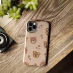 Boho Brown Bear Phone Case (Apple & Android) - Pink Sweetheart