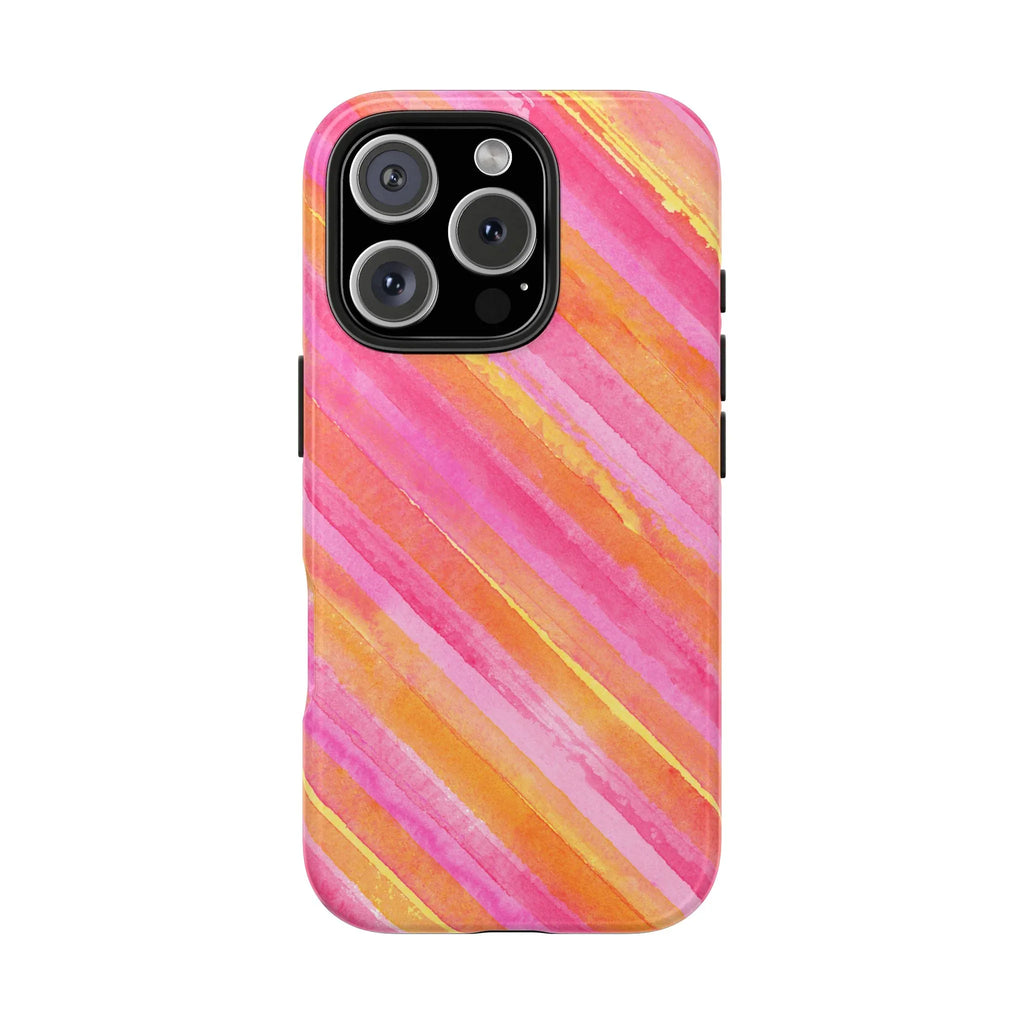 Pink Lemon Stripes Phone Case (Apple & Android) - Pink Sweetheart