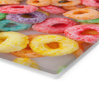 Fruity Cereal Loops Glass Cutting Board