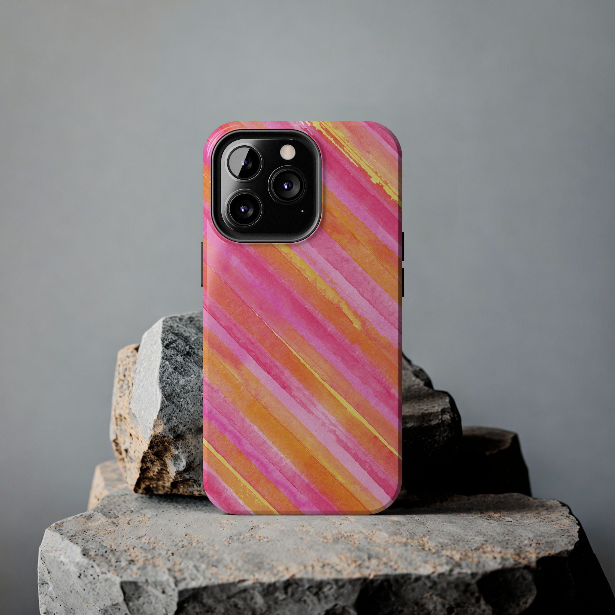 Pink Lemon Stripes Phone Case (Apple & Android)