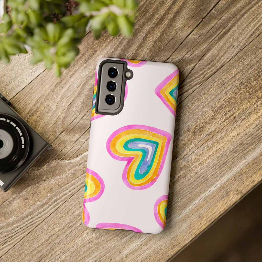 Rainbow Hearts Phone Case (Apple & Android) - Pink Sweetheart