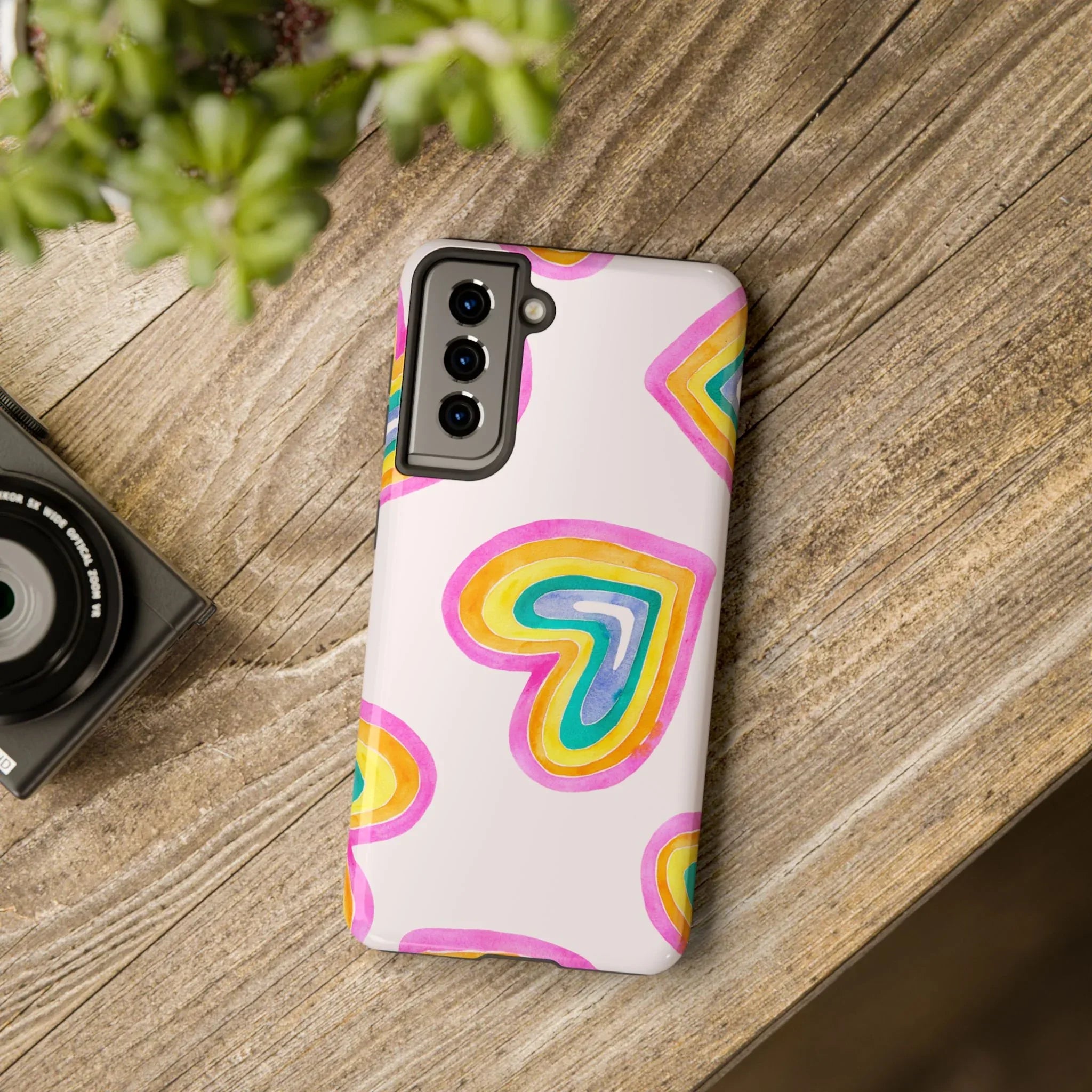 Rainbow Hearts Phone Case (Apple & Android) - Pink Sweetheart