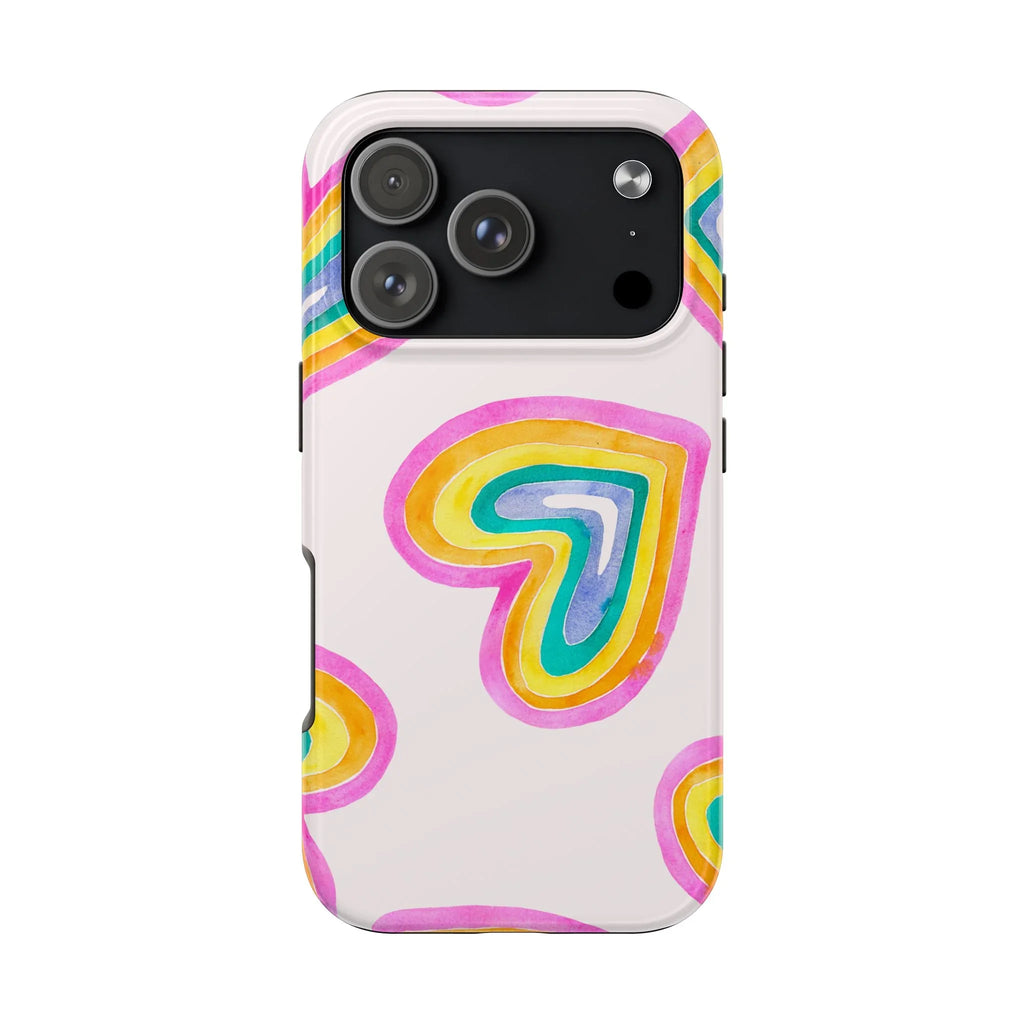 Rainbow Hearts Phone Case (Apple & Android) - Pink Sweetheart