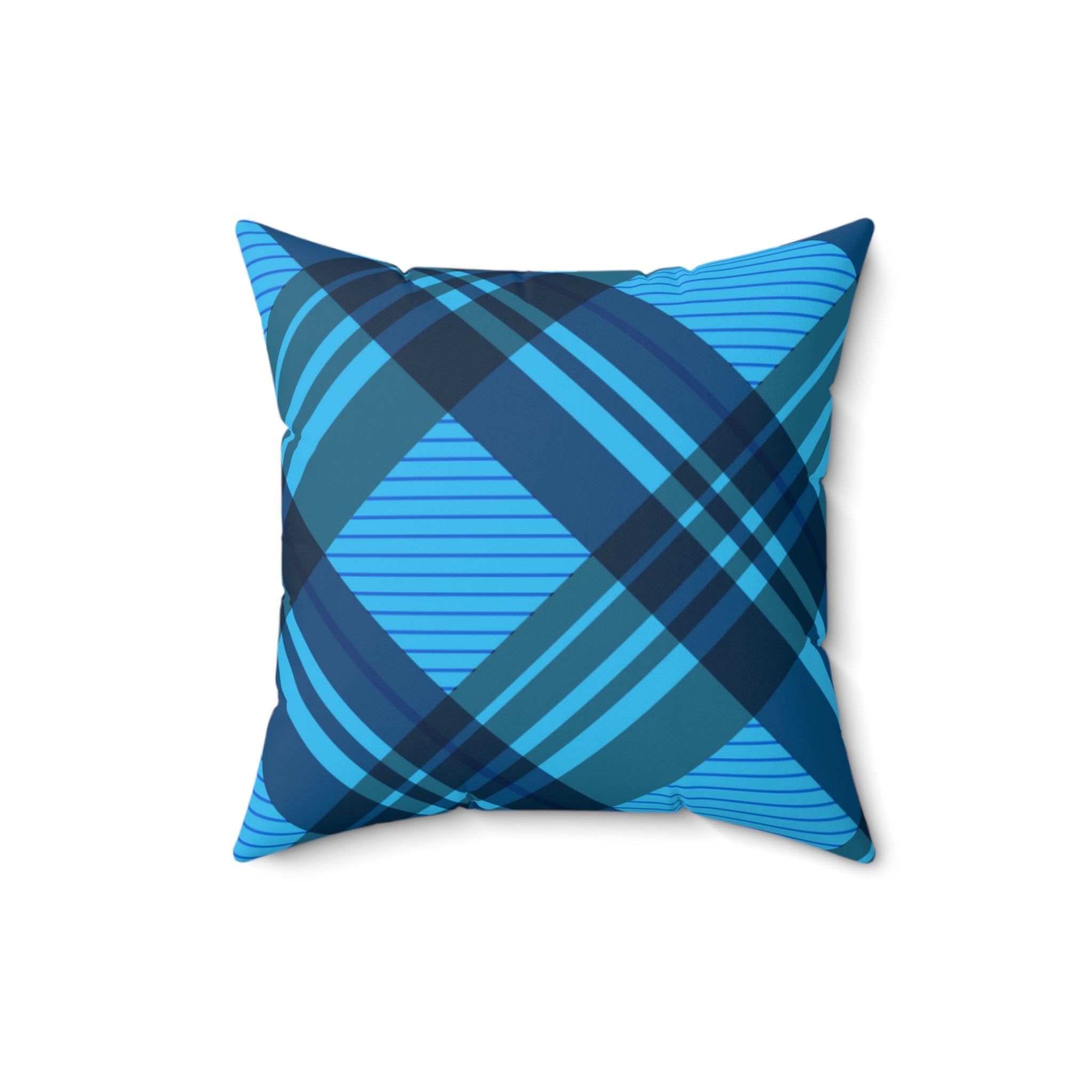 Blue Winter Plaid Square Pillow
