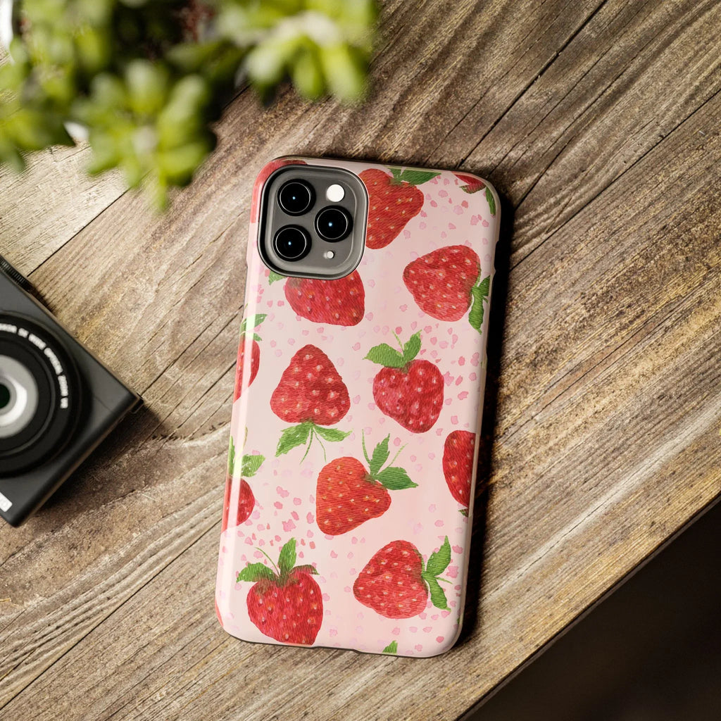 Cute Strawberries Phone Case (Apple & Android) - Pink Sweetheart