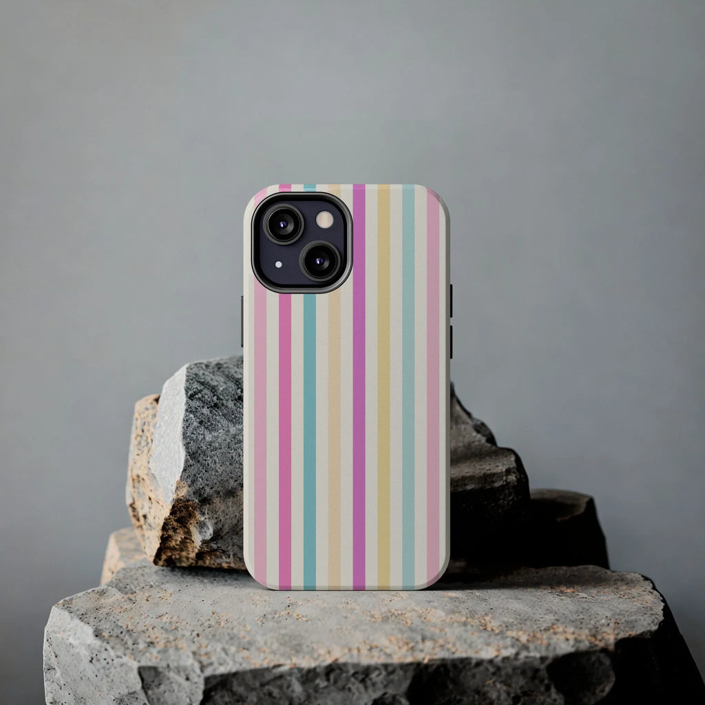 Pastel Candy Stripes Phone Cases (Apple & Android) - Pink Sweetheart