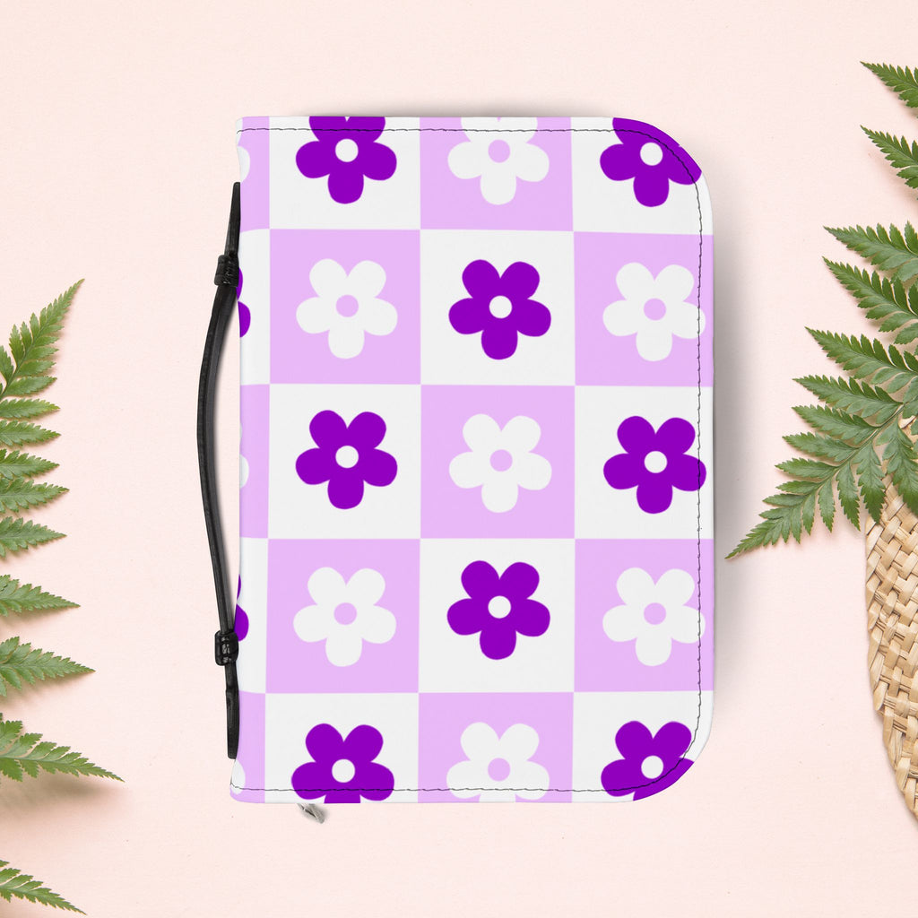 Checkered Orchid Floral Book Cover