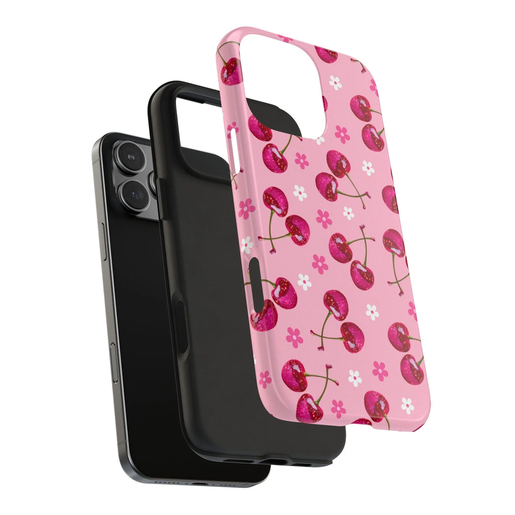 Pink Cherry Sparkle Pattern Tough Phone Case (Apple & Android) - Pink Sweetheart