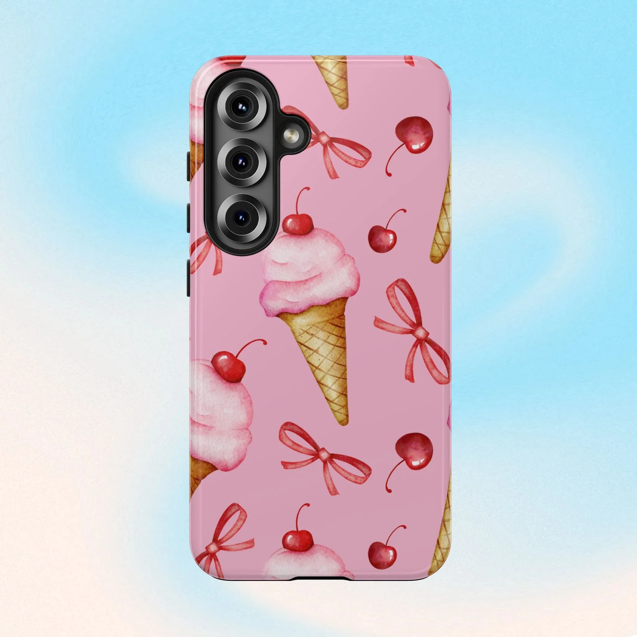 Cherry on Top Ice Cream Phone Case (Apple & Android) - Pink Sweetheart