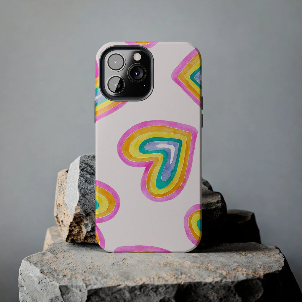Rainbow Hearts Phone Case (Apple & Android) - Pink Sweetheart