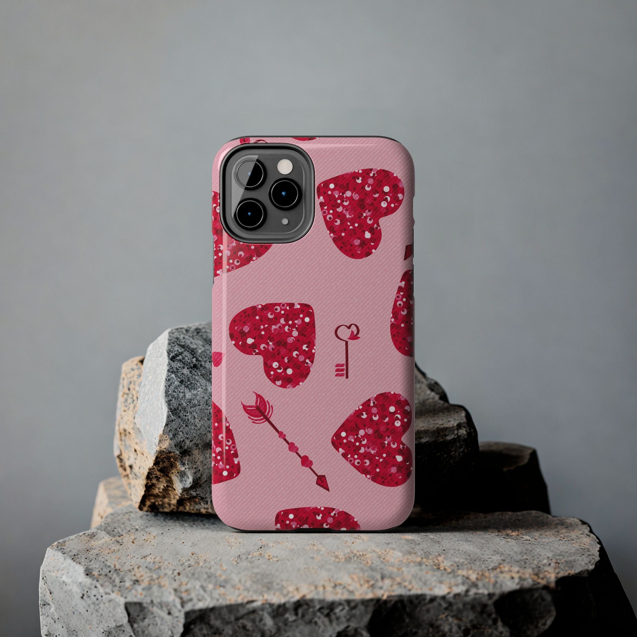 Sparkling Red Hearts Phone Case (Apple & Android)