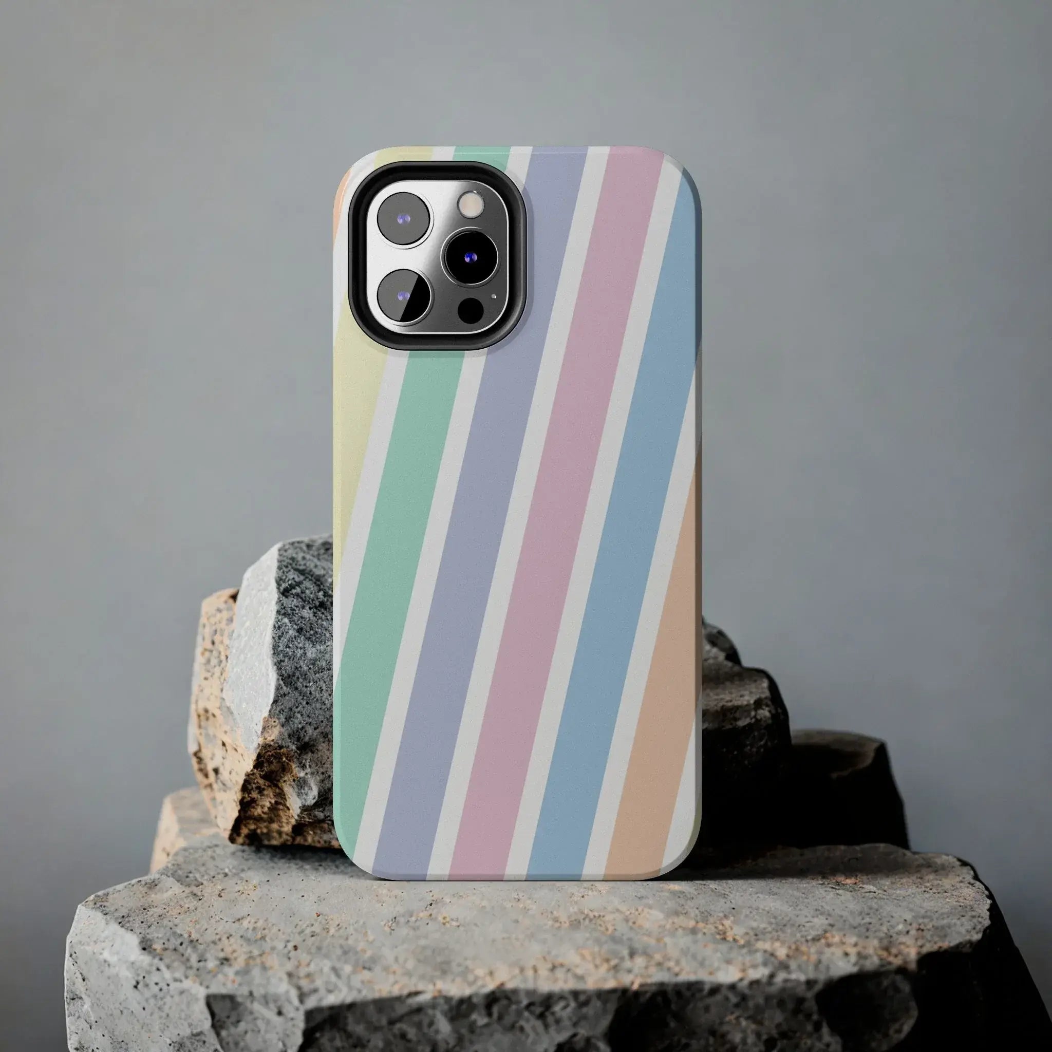 Pretty Pastel Lines Phone Case (Apple & Android) - Pink Sweetheart