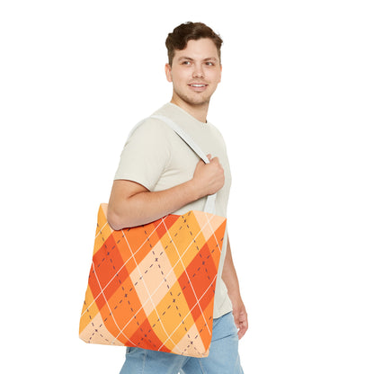 Orange Argyle Halloween Tote Bag