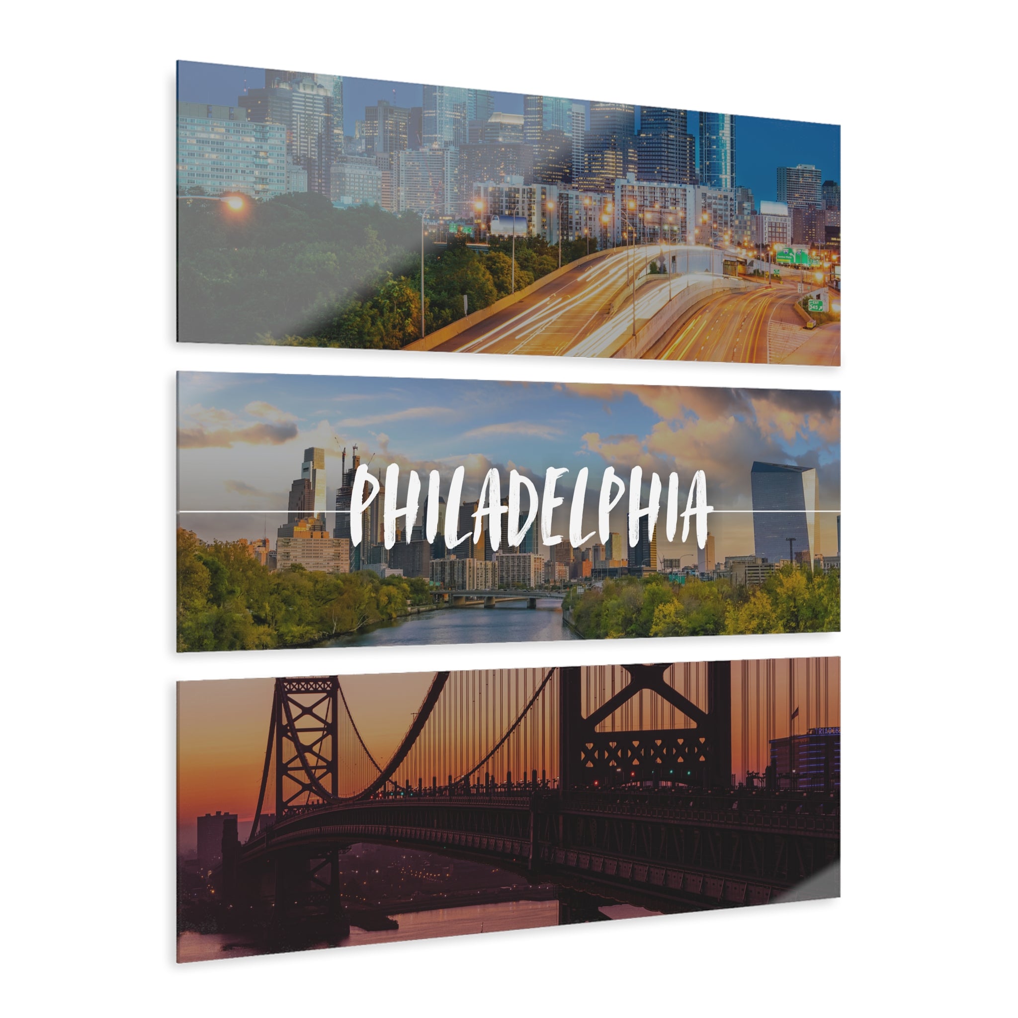 Philadelphia Skyline Acrylic Prints (Triptych)