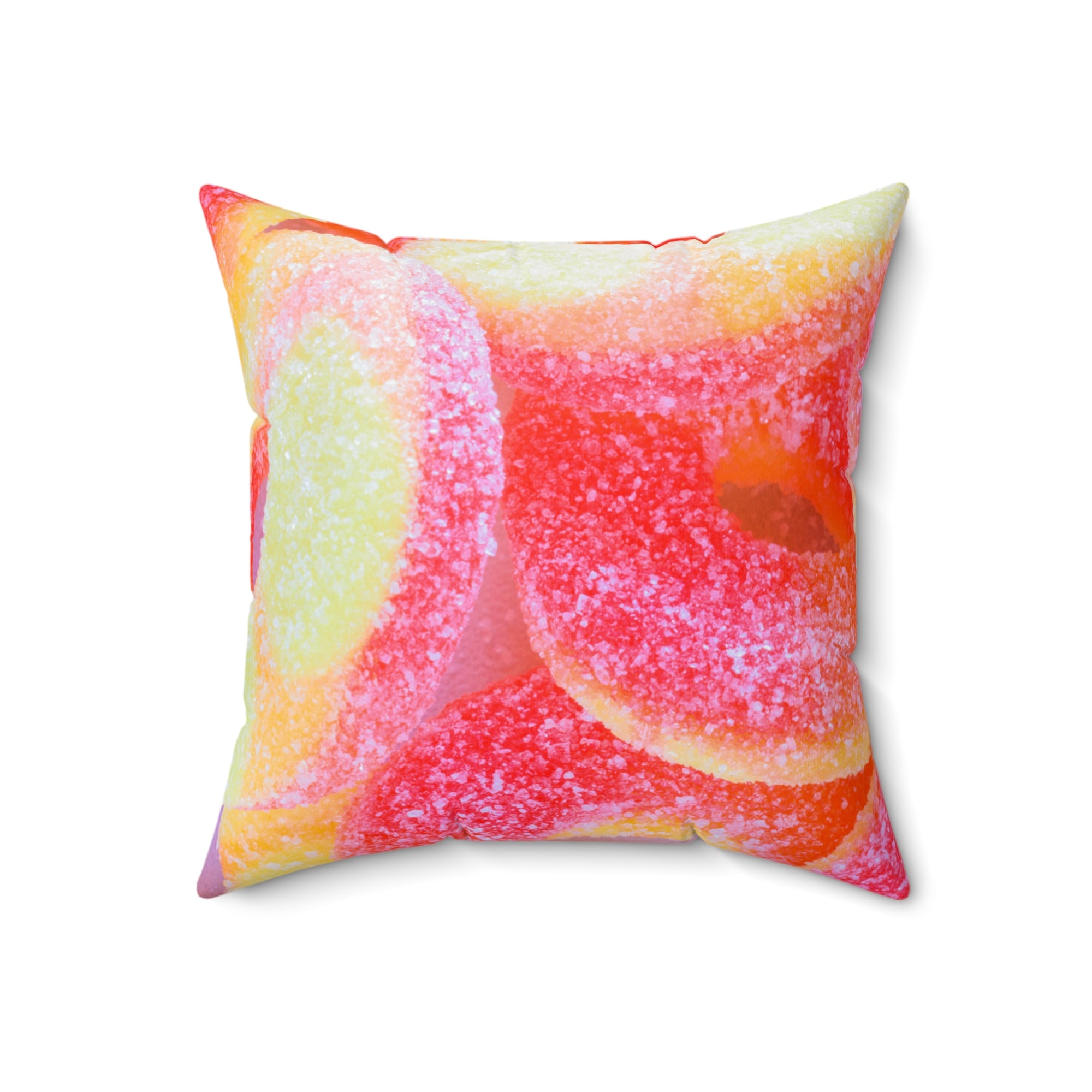 Sweet Peach Candy Rings Square Pillow