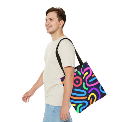 Neon Doodle Swirls Tote Bag